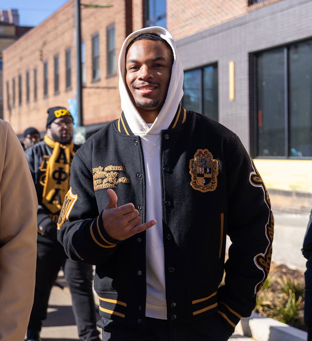 Fraternal Legacy Varsity Letterman Jacket, Black & Gold