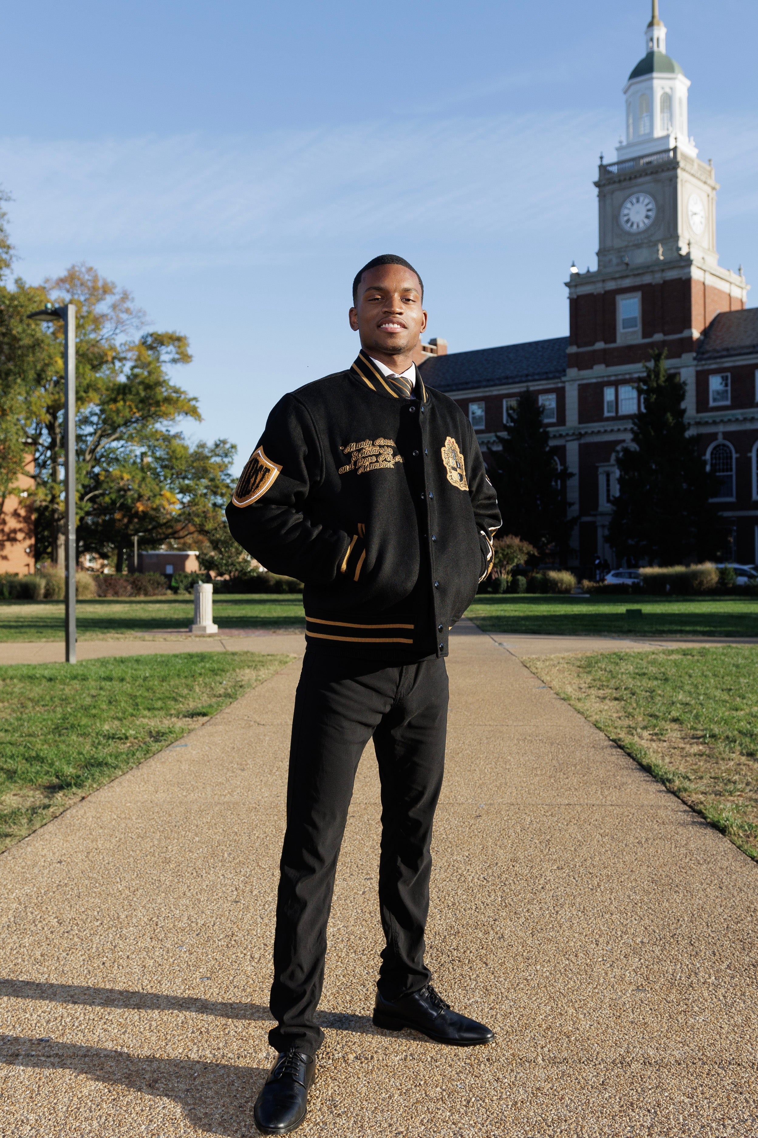 Fraternal Legacy Varsity Letterman Jacket, Black & Gold