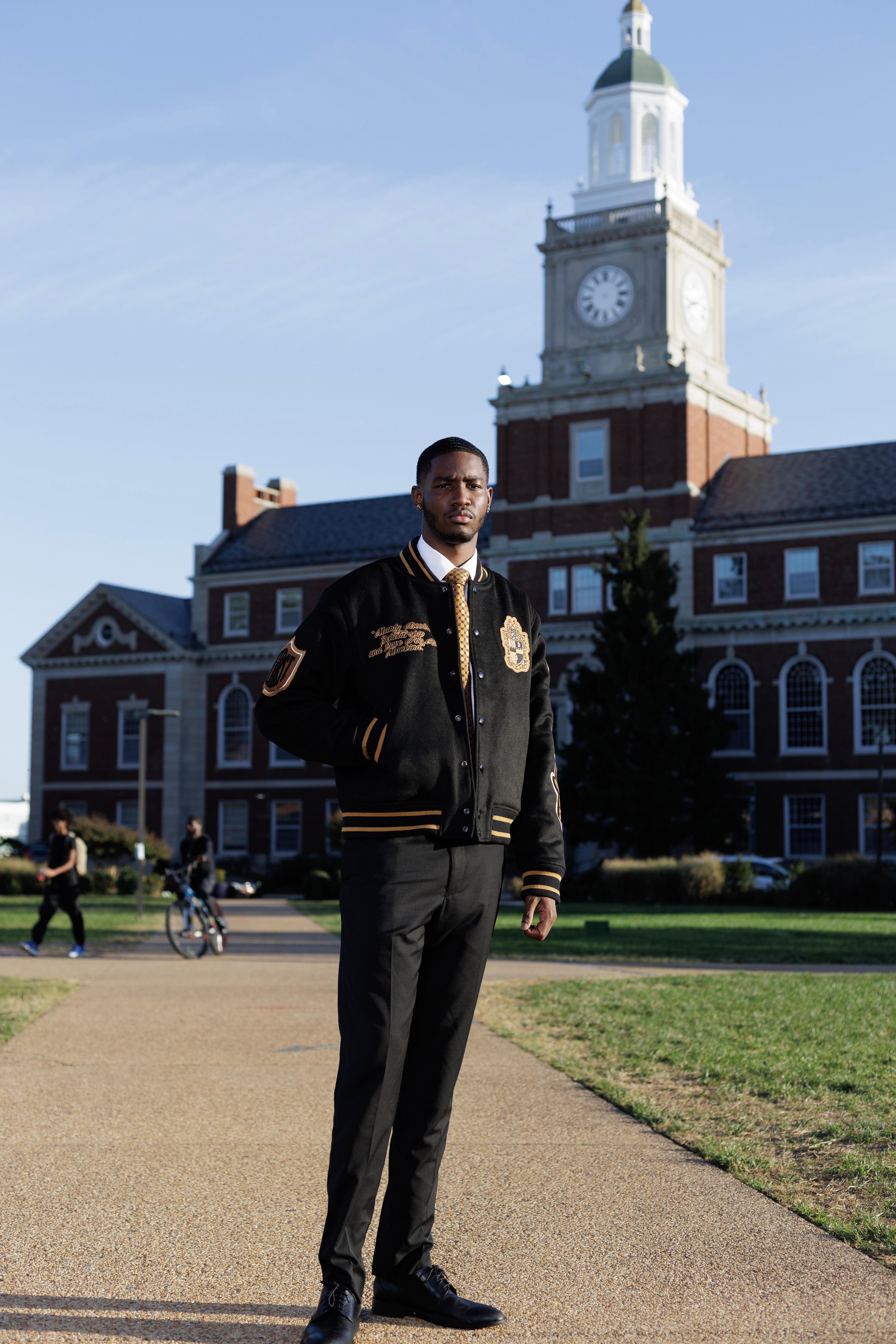 Fraternal Legacy Varsity Letterman Jacket, Black & Gold