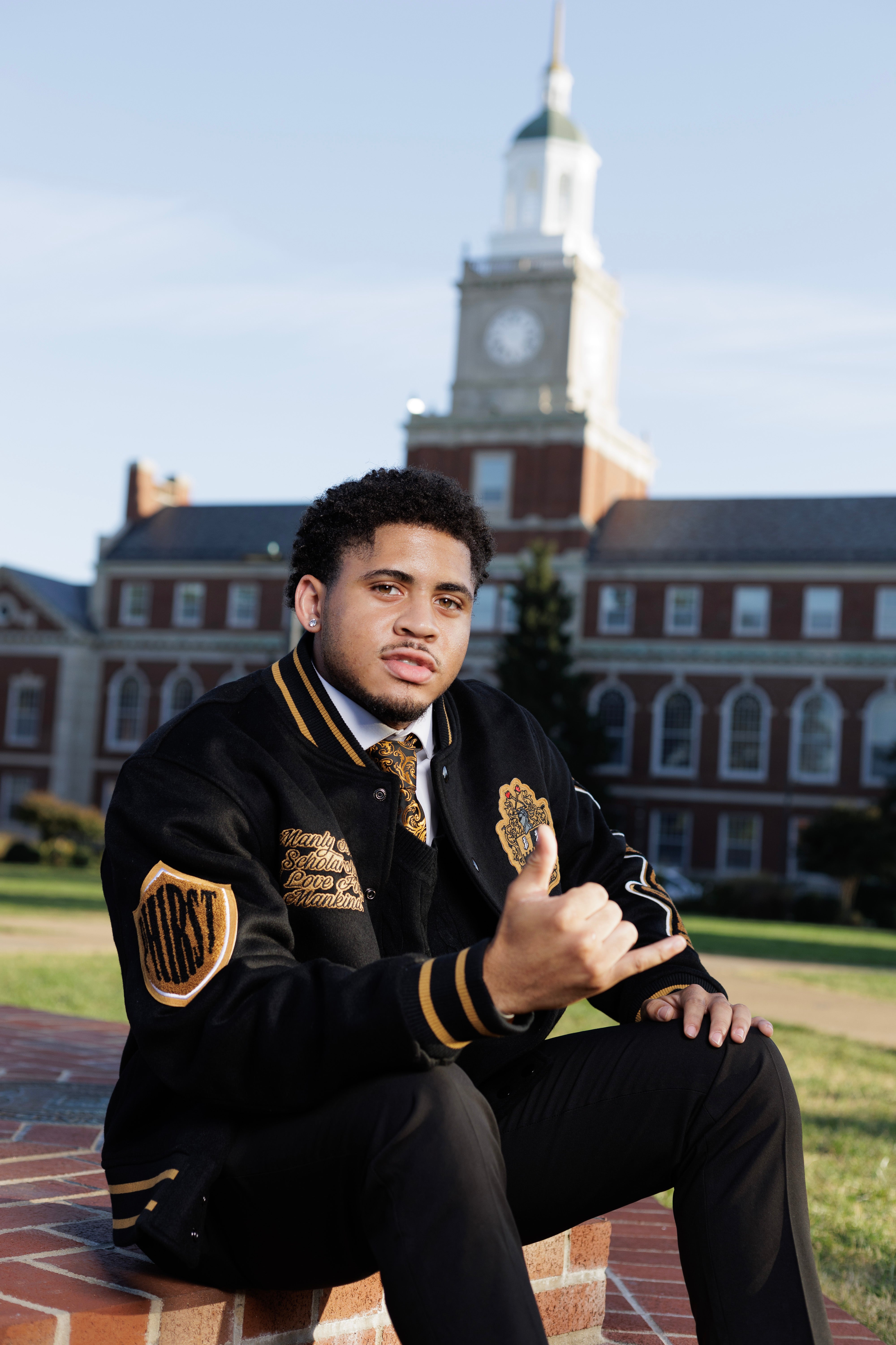 Fraternal Legacy Varsity Letterman Jacket, Black & Gold