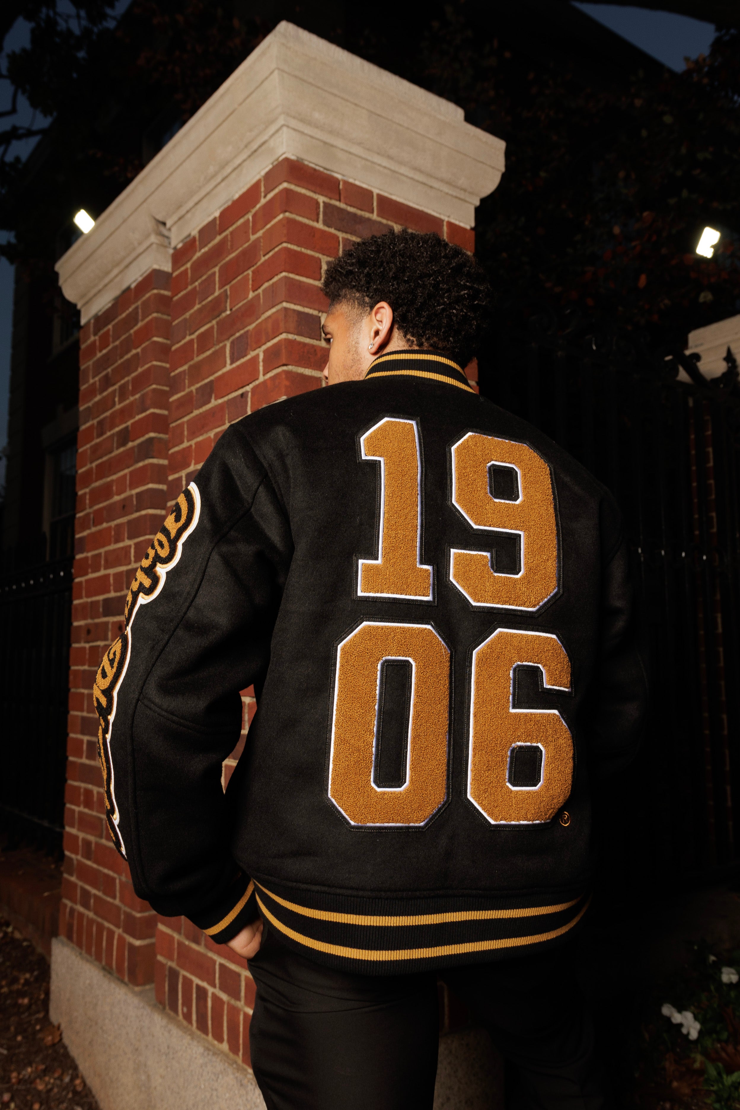 Fraternal Legacy Varsity Letterman Jacket, Black & Gold