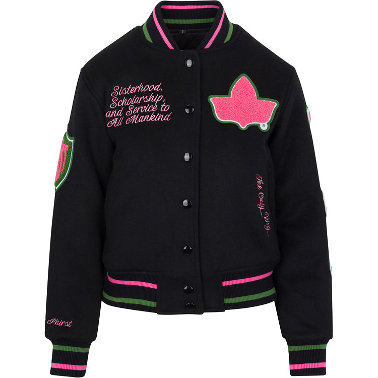 (Pre-Order) Full Length Timeless Ivy Varsity Letterman Jacket, Black